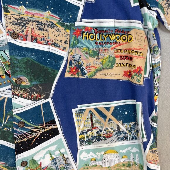 Reyn Spooner Shirt Men’s XL Hawaiian Hollywood Tourist Attraction Blue Vintage - Picture 4 of 9